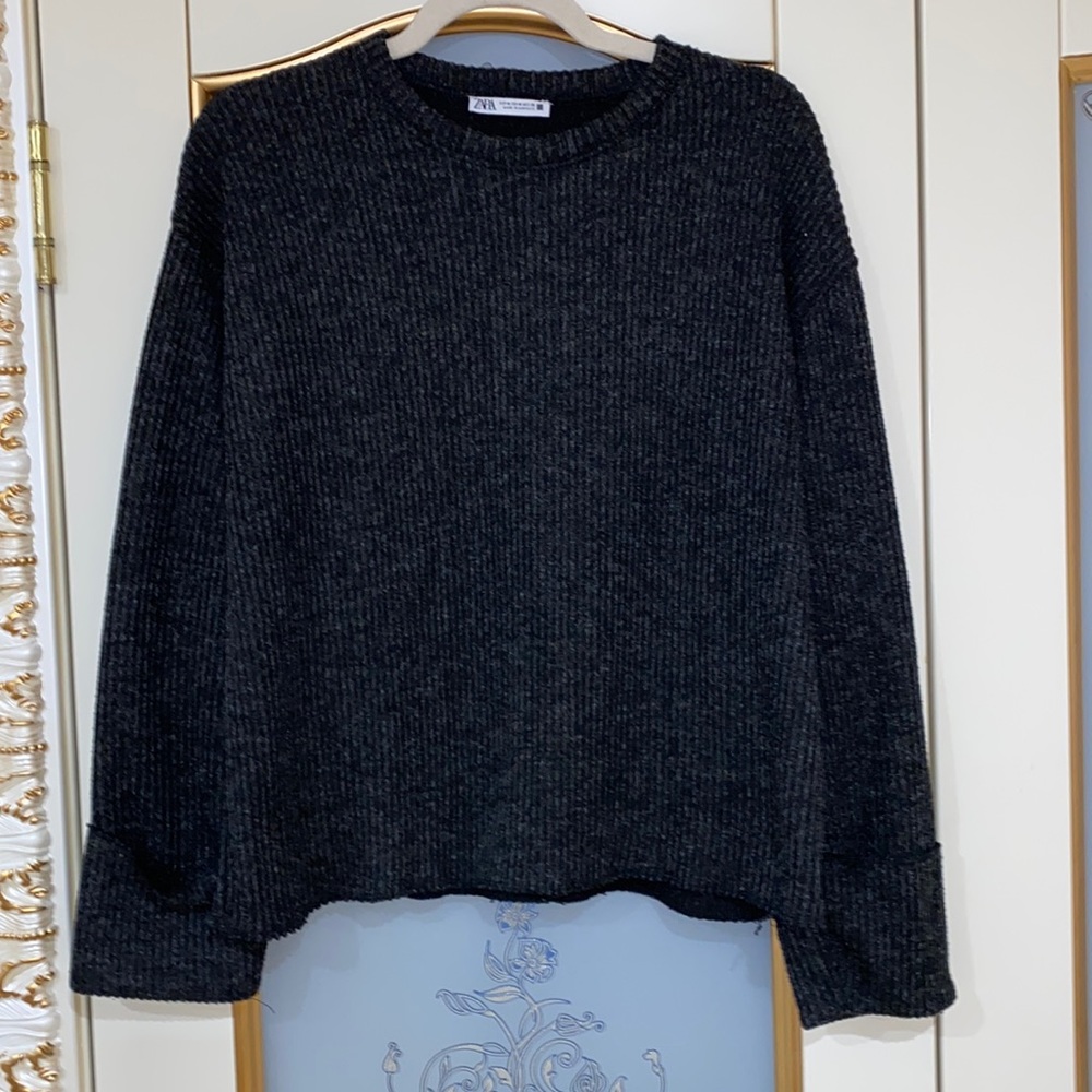 Zara Crew Neck Dark Grey Sweater